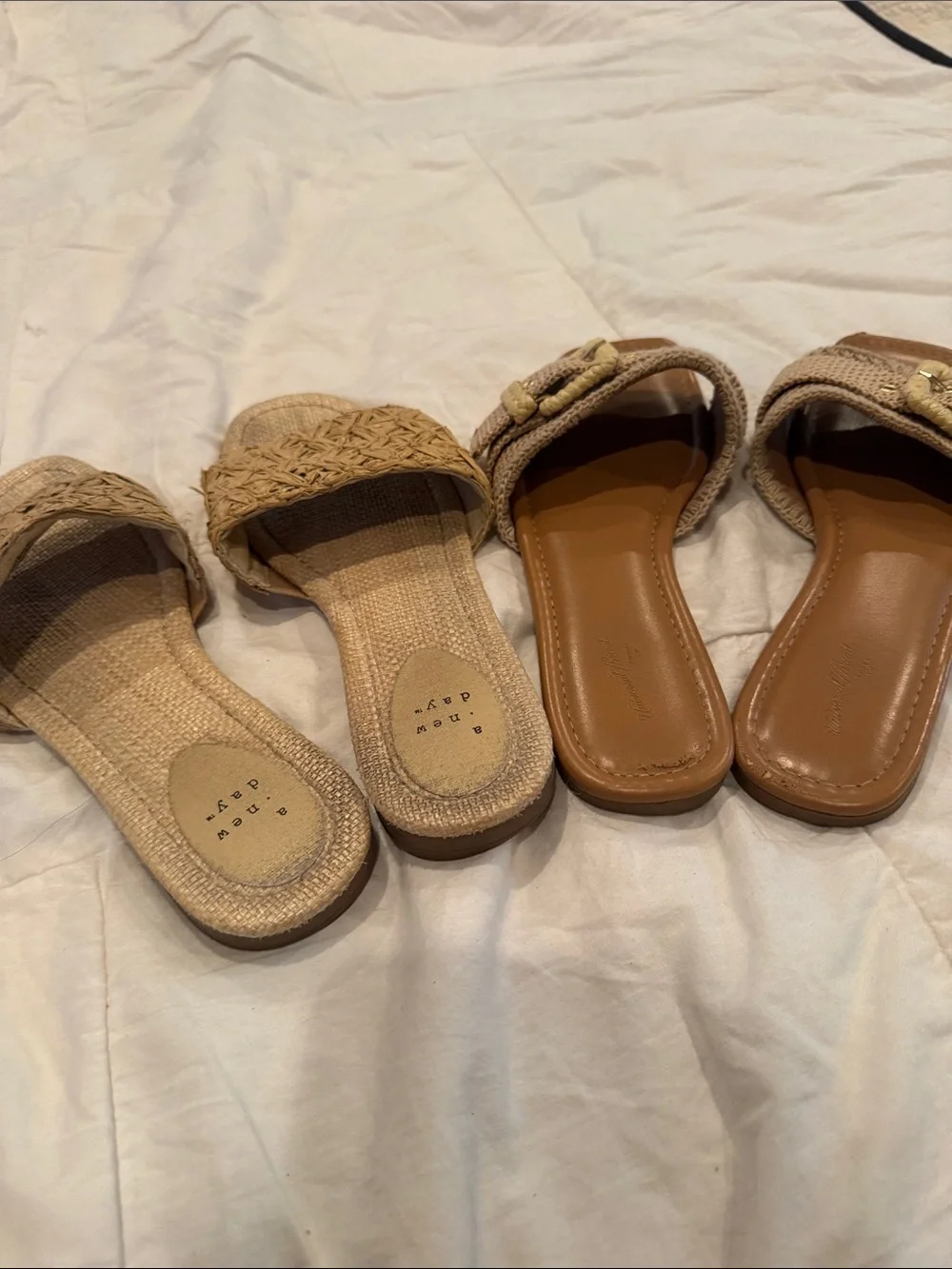 a new day Tan Woven Slide Sandals with Buckle Detail